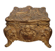 Antique Jennings Brothers JB Art Nouveau Vanity Lady Jewelry Casket Trinket Box picture