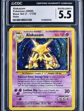 Pokémon Alakazam TCG Base Set 2 Holo Rare Card 1/130 (2000) CGC 5.5 picture