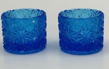 Vintage EAPG Cobalt Blue Glass Votive Candleholders  X 2 Beautiful Color picture