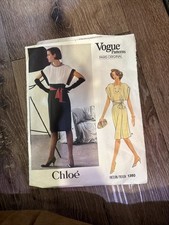 1980 Vogue Patterns Paris Original Chloe 1380 Vintage Dress Uncut Sewing Pattern picture