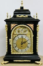 Rare Antique English Triple Fusee 10 Bell & 5 Gong 3 Musical Chime Bracket Clock picture
