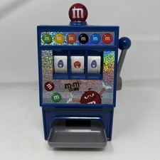 M&M's World Slot Machine Candy Dispenser Blue M&Ms Collectible Toy Novelty Decor picture