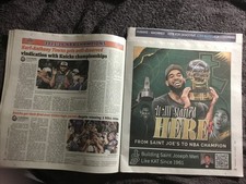 Karl-Anthony Towns FROM SAINT JOE’S TO NBA CHAMPION a page in newspaper 6/18/26 picture