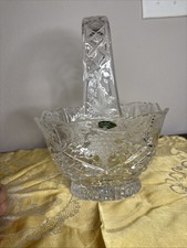 Beautiful Godinger Etched CRYSTAL Basket With Handle - Shannon picture