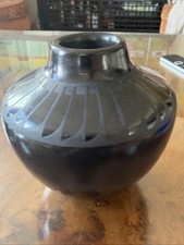 Angelita Sanchez Santa Clara Pueblo Blackware Pottery Vase – Signed – 4.5” picture