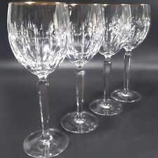 4 WATERFORD Crystal GRENVILLE GOLD Water Goblets Vertical Cuts & Dots w Gold Rim picture