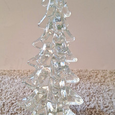 Vintage Clear Hand Made Crystal Christmas Tree Figurine 9.75