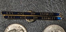 Vintage Big Bromley Vermont Skiing Resort Souvenir Lapel Pin Pair Of Skis picture