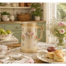 Vintage England Beige Porcelain Pitcher Royal Crown Devon S.Fielding & Co Wye picture