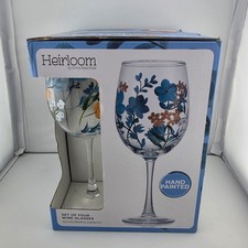 Heirloom by Home Essentials Hand-Painted Floral Wine Glasses - Set of 4 picture