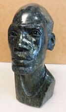 African Serpentine MAN BUST Shona Stone Carved Signed Sculpture ZIMBABWE picture