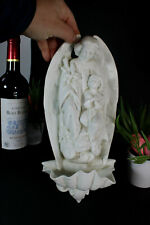 Antique Large bisque porcelain holy water font archangel rare  picture