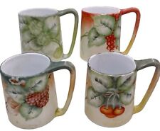Imperial PSL Mugs Set of 4 Austria Hand Painted Vintage WW1 Era Cherry Grape Cup picture