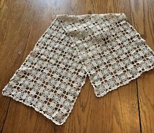 Charming Vintage Ecru Handmade Crocheted Rectangle Doily Runner 11 x 32 picture