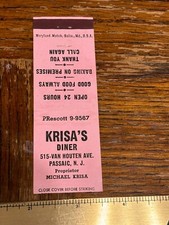 Vintage Passaic NJ Advertising Matchbook Lew’s Krisa’s DINER picture