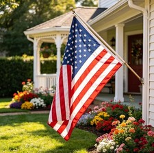 American Flag 3x5' Heavy Duty Polyester - Made in USA - Sewn Stripes Embroidered picture