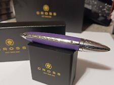 RARE 1998 DISCONTINUED AUTOCROSS PURPLE LEATHER BALLPOINT PEN NEW IN GIFT BOX picture