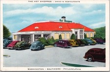 c1940s HOT SHOPPES DRIVE-IN RESTAURANT Advertising Postcard Philly DC Baltimore picture