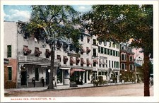 Nassau Inn Princeton New Jersey Street Scene Horse Delivery Wagon Shops Linen picture