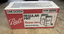 Vintage Open Box Unused Ball Glass Mason Jars 8oz 12-Pack Case Dome Rare picture