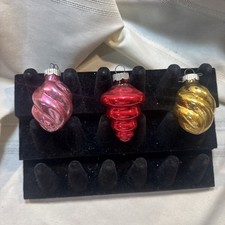 three vintage mercury glass Christmas tree ornaments Shiny Bright  picture