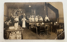 ANTIQUE RPPC EARLY RESTAURANT CAFE INTERIOR BILL O FARE 10C MEAL STAFF PHOTO picture