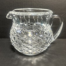 Vintage Crystal Pitcher Heavy Lead Clear 5 Inch Tall Diamond Print picture