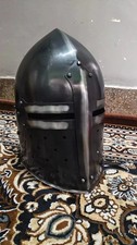 18ga Medieval Knight Templar Helmet Black Cosplay Larp Reenactment Halloween picture