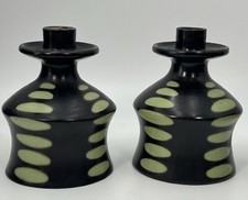 PERUVIAN MODERNIST CHULUCANAS POTTERY Candle Holders MARCELO PRADO 2004 picture