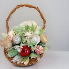 Vintage Christmas Wicker Decorated Basket, Perfect Sz for A Small Stand {Z} picture