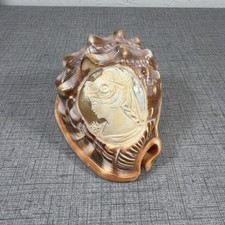 Beautiful Hand Carved Italian  Cameo Queen Conch Seashell 5”x4” picture