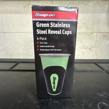 BRAND NEW GREEN Snap-On Tools Stainless Steel Reveal Cups. 22 oz. 6-pack.  picture