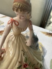 josef originals Young Girl With Apples In Yellow Dress With Roses. Excellent Con picture