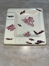Rare Unmarked 1953 Disney Dumbo Pink Elephants Ceramic Ashtray Mid Century MCM picture