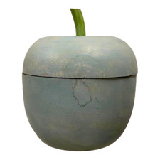 Vintage Hand-Painted Wooden Apple-Shaped Box – Decorative Art picture