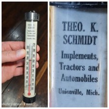 Vintage Theo K Schmidt Unionville Mi Tractors Farms Automobile Thermometer  picture