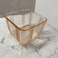 Vintage Square Pink Depression Glass Ribbed Refrigerator Container 4.2