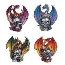 ICE ARMOR 4-PC Dragon Figurine Set Green Blue Red Purple 3