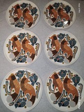 Marimekko Ketunmarja Fox Salad Dessert Plates Set of 6 Oiva Finland 8