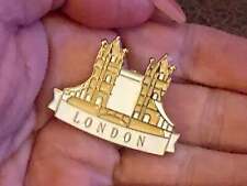 genuine Burberry London  designer tower Bridge BROOCH PIN pink & gold metral UK picture
