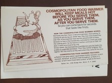 Vintage Salton Cosmopolitan Food Warmer Instruction Pamphlet Manual Booklet ONLY picture