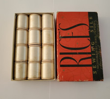 Vintage RICE’S Sewing Sewing Silk 12 wooden spools x 100 Yards - D White picture