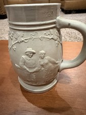 Antique Mettlach Villeroy Boch Relief Beer Mug 1/2L German Ceramic Beaker Open picture
