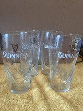 4 x VINTAGE EMBOSSED GOLD HARP GUINNESS PINT GLASSES picture
