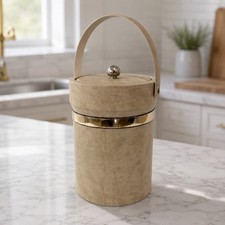 Shelton Designs Ice Bucket Tall Handle Tan MCM Quiet Luxury 70s Beach Bar USA picture