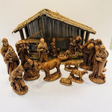 Vintage 16 Piece NATIVITY SET w/ Stable MCM Christmas Decor picture