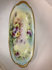 Vintage Hand-painted Porcelain Relish/Vanity Dish Trimmed In Gold picture