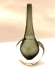 VTG  Orrefors Grey to Clear Art Glass Bud Vase 6.75