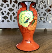 Vintage Orange Vase Sakura Ware Floral Japan Collectible Decor Bookcase  picture