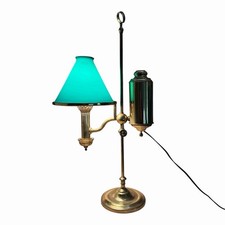 Antique C.F.A. Hinrichs New York Student Oil Lamp 1800s Emeralite Shade picture